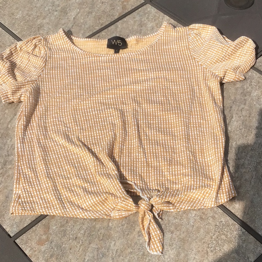 W5 yellow polyester crop top
